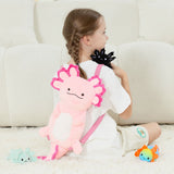 Axolotl Plush Backpack with Three Mini Axolotl Plushies