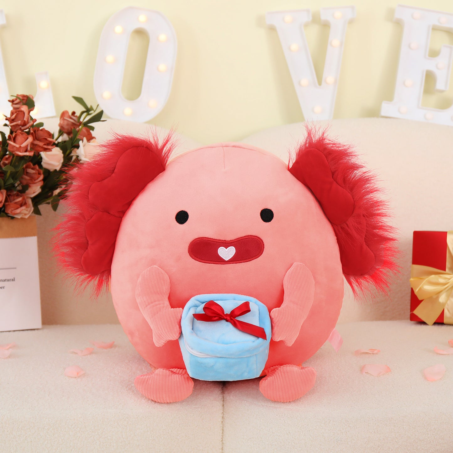 Realistic Axolotl Stuffed Animals - 14 Inches Salamander Plush Toys - Valentine's Day Gift for Girlfriend/Boyfriend - Fluffly Cuddly Plushy Fluffy Toy - Cute Axolotl Cartoon Plush Pillows for Kids - Christmas/Birthday Gift for Children/Teens/Adults - Free Shipping