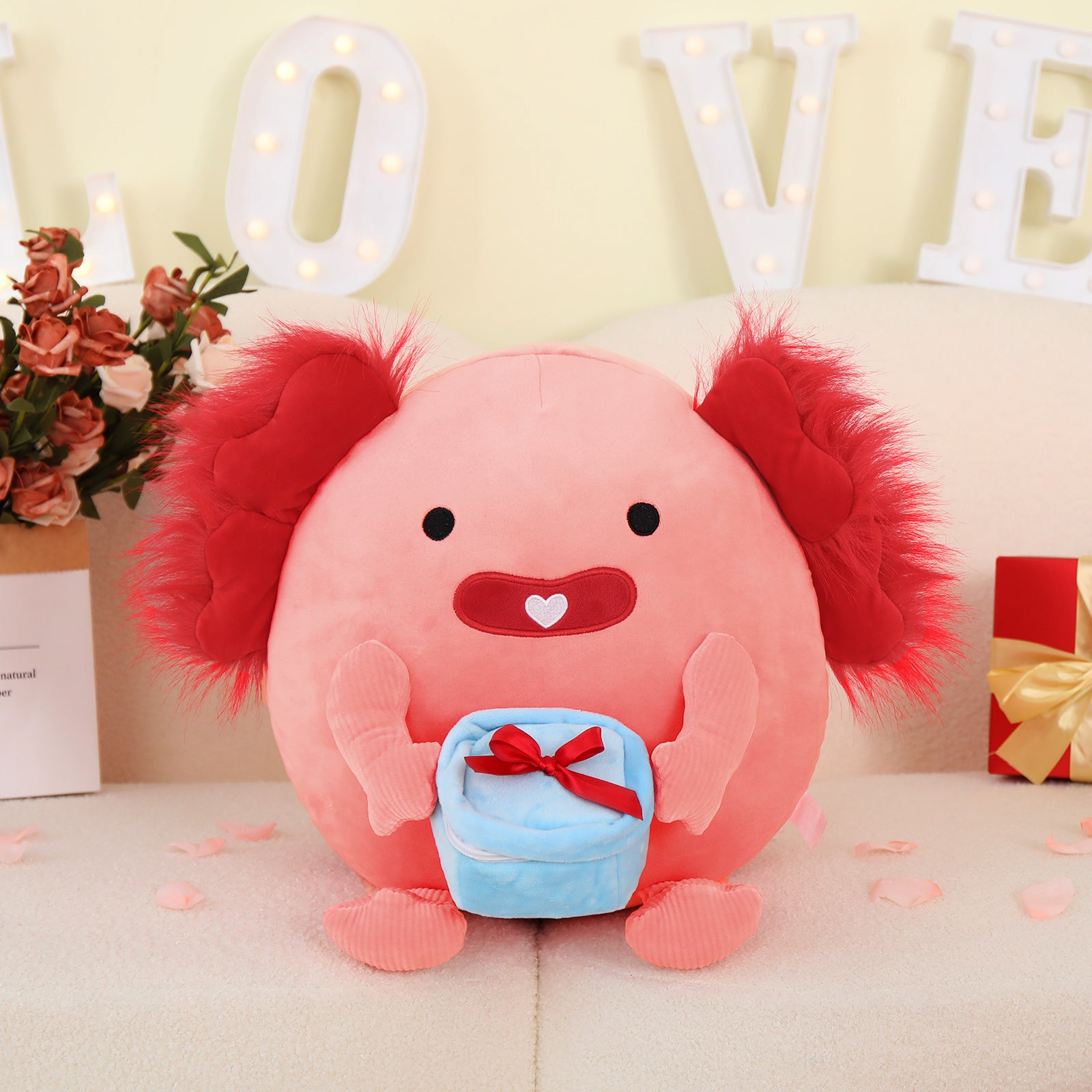 Valentine's Axolotl Plush Toy, 14 Inches