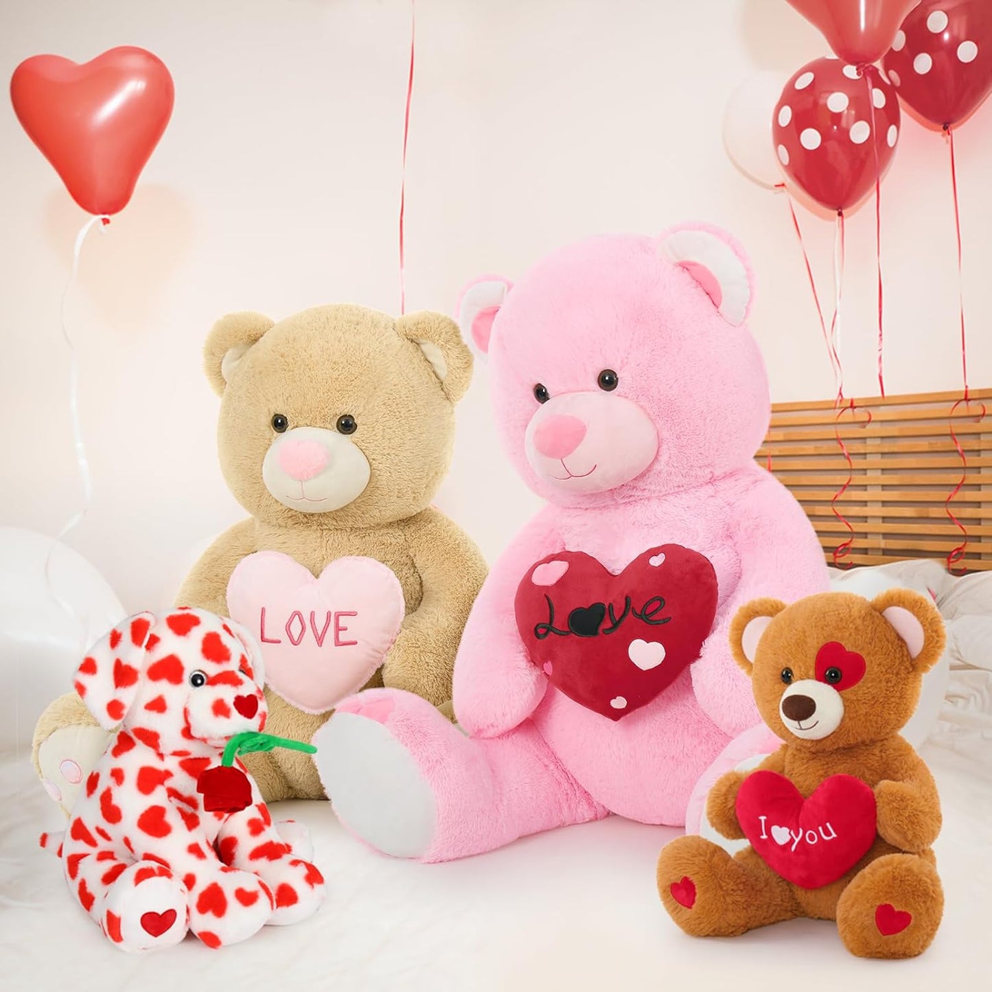 Valentine's Day Teddy Bear Stuffed Animals - 51 Inches Teddy Bear Plush Toys with ' Love ' Heart - Valentine's Day Gift for Girlfriend/Boyfriend - Fluffly Cuddly Plushy Fluffy Toy - Cute Teddy Bear Plush Pillows for Kids - Christmas/Birthday Gift for Children/Teens/Adults - Romantic Anniversary Gift for Wife/Husband - Free Shipping