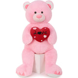 Valentine's Day Teddy Bear Stuffed Animals - 51 Inches Teddy Bear Plush Toys with ' Love ' Heart - Valentine's Day Gift for Girlfriend/Boyfriend - Fluffly Cuddly Plushy Fluffy Toy - Cute Teddy Bear Plush Pillows for Kids - Christmas/Birthday Gift for Children/Teens/Adults - Romantic Anniversary Gift for Wife/Husband - Free Shipping