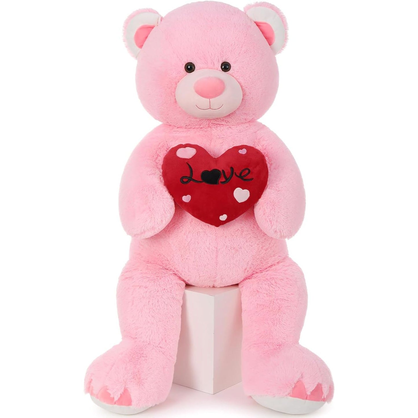 Valentine's Day Teddy Bear Stuffed Animals - 51 Inches Teddy Bear Plush Toys with ' Love ' Heart - Valentine's Day Gift for Girlfriend/Boyfriend - Fluffly Cuddly Plushy Fluffy Toy - Cute Teddy Bear Plush Pillows for Kids - Christmas/Birthday Gift for Children/Teens/Adults - Romantic Anniversary Gift for Wife/Husband - Free Shipping