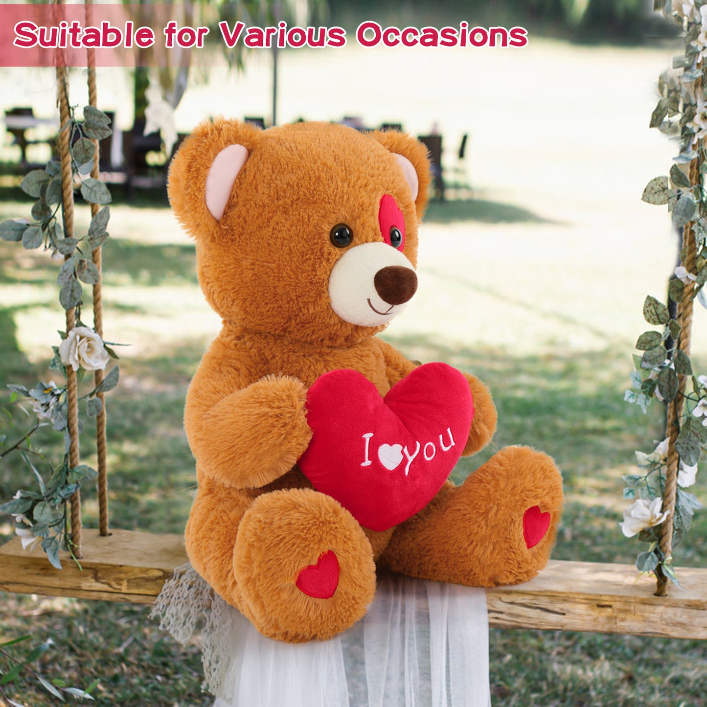Valentine's Day Teddy Bear Stuffed Animals - Big 19 Inches Brown Teddy Bear Plush Toys with ' I Love You ' Heart- Valentine's Day Gift for Girlfriend/Boyfriend - Fluffly Cuddly Plushy Fluffy Toy - Cute Teddy Bear Plush Pillows for Kids - Christmas/Birthday Gift for Children/Teens/Adults - Romantic Anniversary Gift for Wife/Husband - Free Shipping
