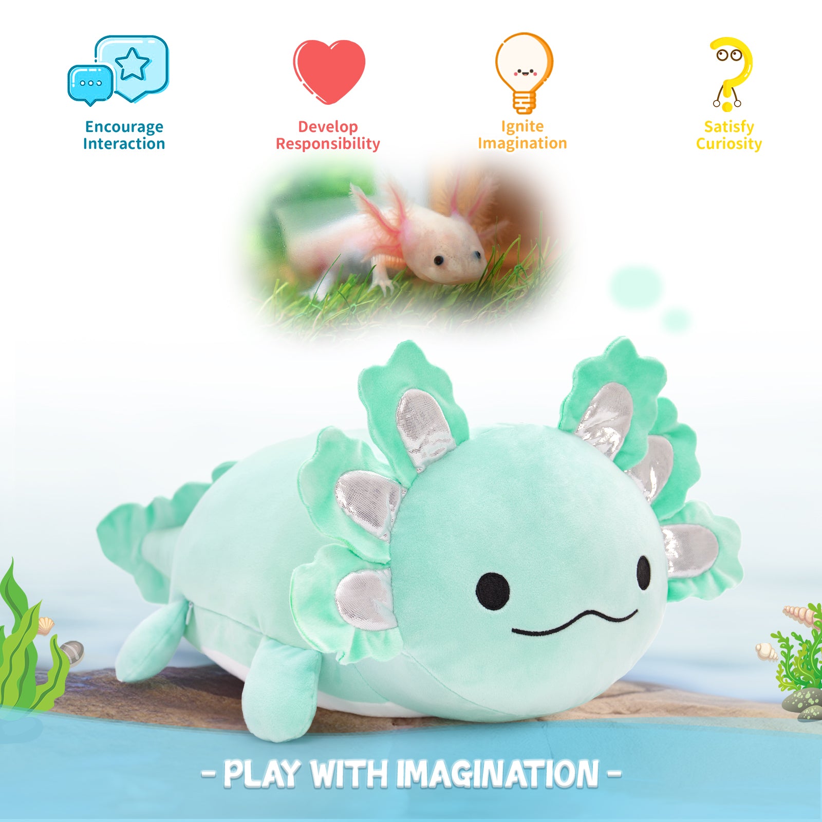 Axolotl Plush Toys Salamander Stuffed Animals, 23.5 Inches