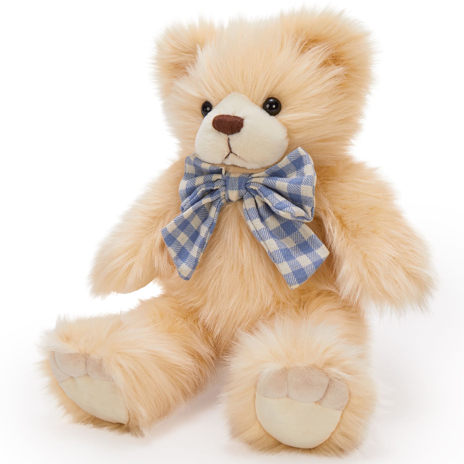 Furry Teddy Bear Plush Toy, Brown/Beige/Pink, 14 Inches