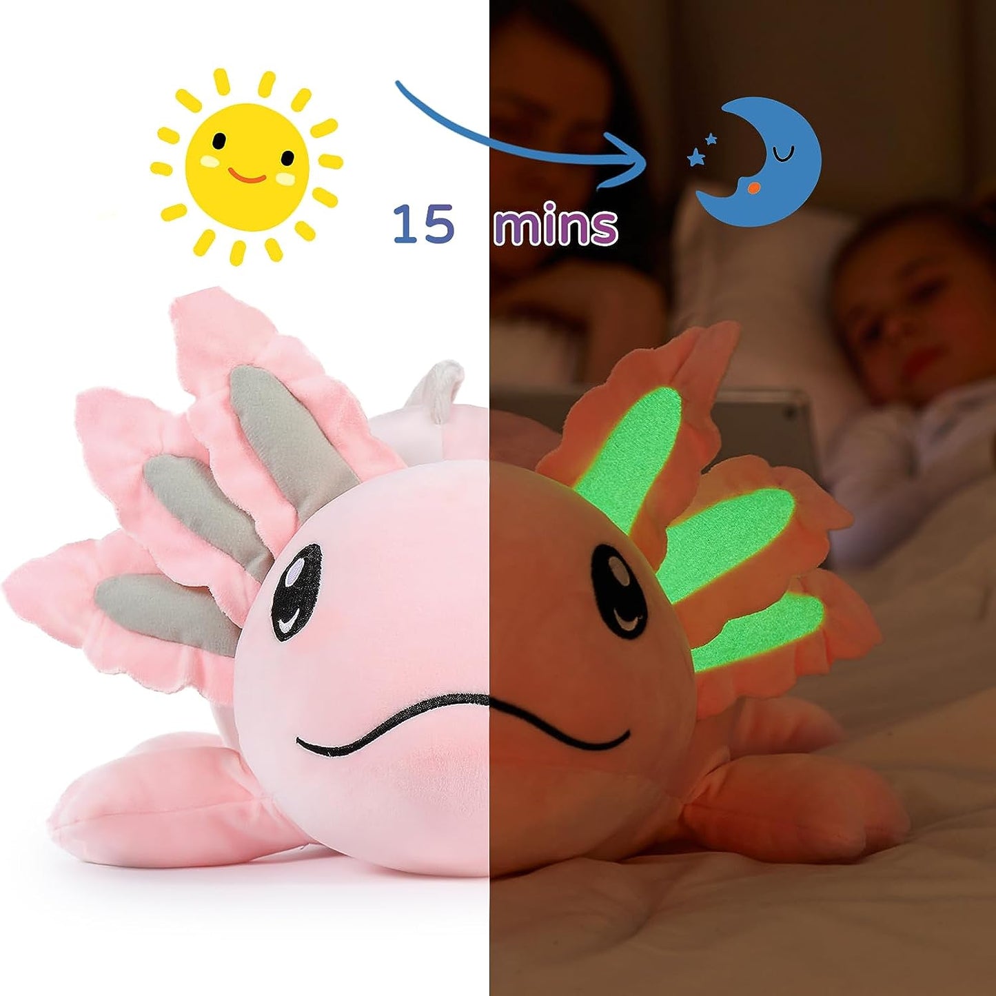 This axolotl plushie isn't the common stuffed animal. What makes it unique is its weight, which has therapeutic benefits. It's a great helper when dealing with anxiety, keeping emotions in check, and even kicking off stress! The secret of its weight? It's all in the stuffing it's filled with. This axolotl plush toy comes filled with tiny weighted beads in its tummy and four limbs. But don't worry, these beads are totally safe for use.