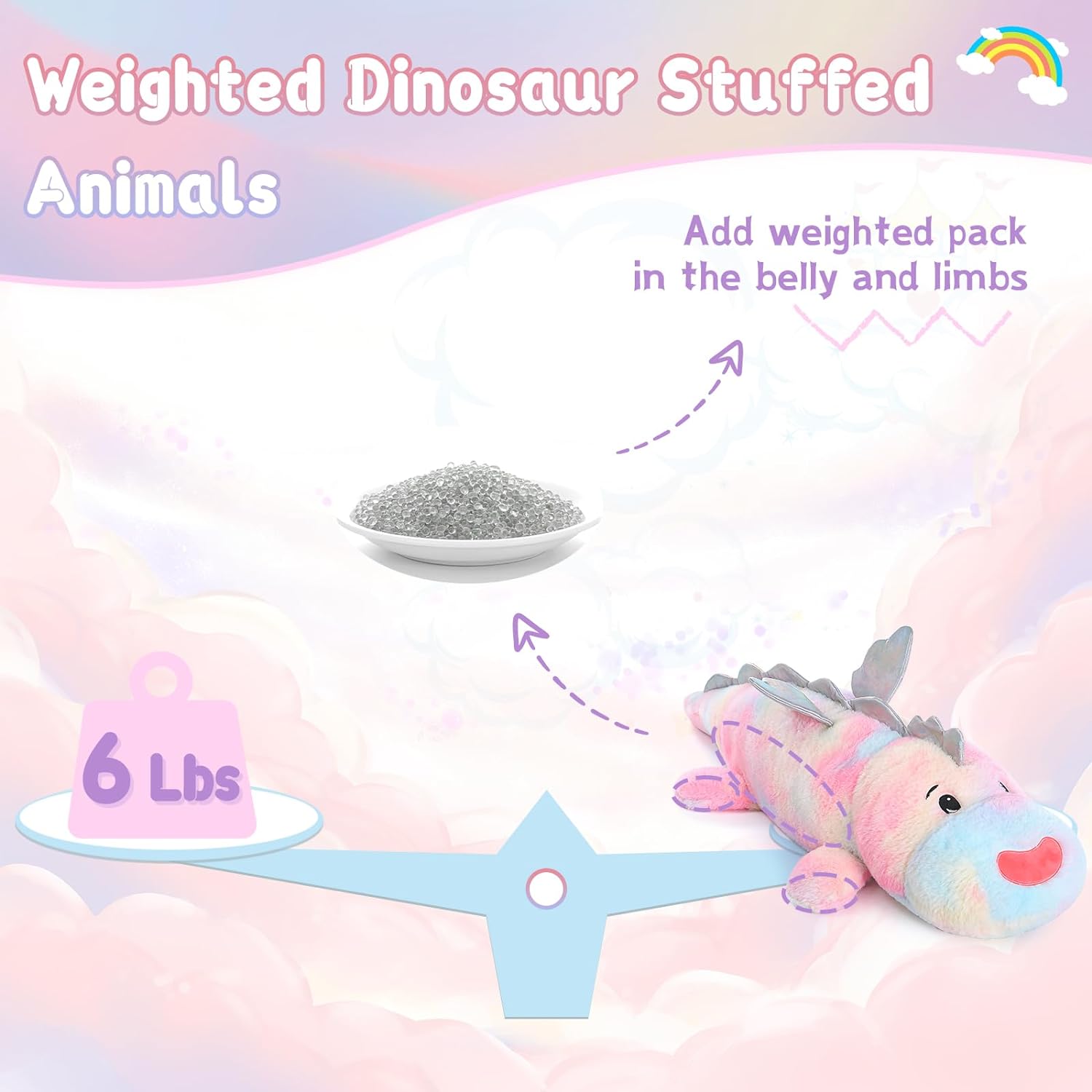 Weighted Dinosaur Plush Toy, 36 Inches