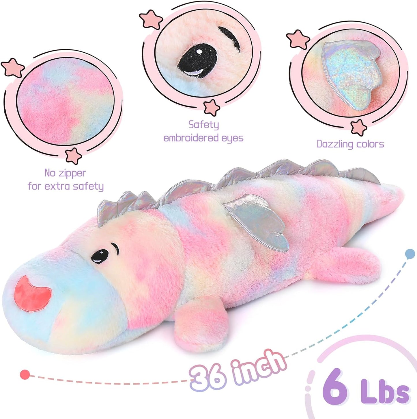 Weighted Dinosaur Plush Toy, 36 Inches