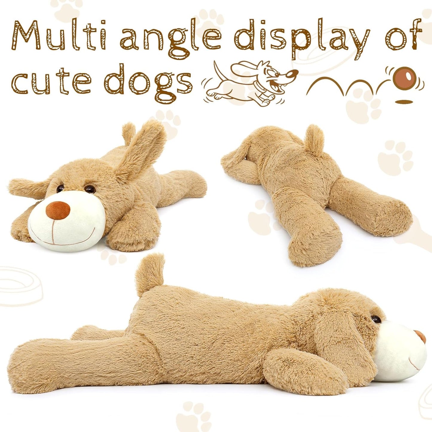 Dog Plush Toys - Weighted Plush Pillows - Puppy Stuffed Animals - Cozy Weighted Throw Pillows - Cartoon Dog Cushion Pillows for Bed/Sofa - Soft Plushy Body Pillows for Kids/Teens/Adults - MorisMos Stuffed Animals