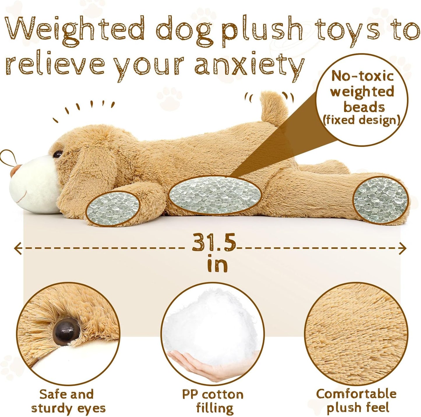 Dog Plush Toys - Weighted Plush Pillows - Puppy Stuffed Animals - Cozy Weighted Throw Pillows - Cartoon Dog Cushion Pillows for Bed/Sofa - Soft Plushy Body Pillows for Kids/Teens/Adults - MorisMos Stuffed Animals