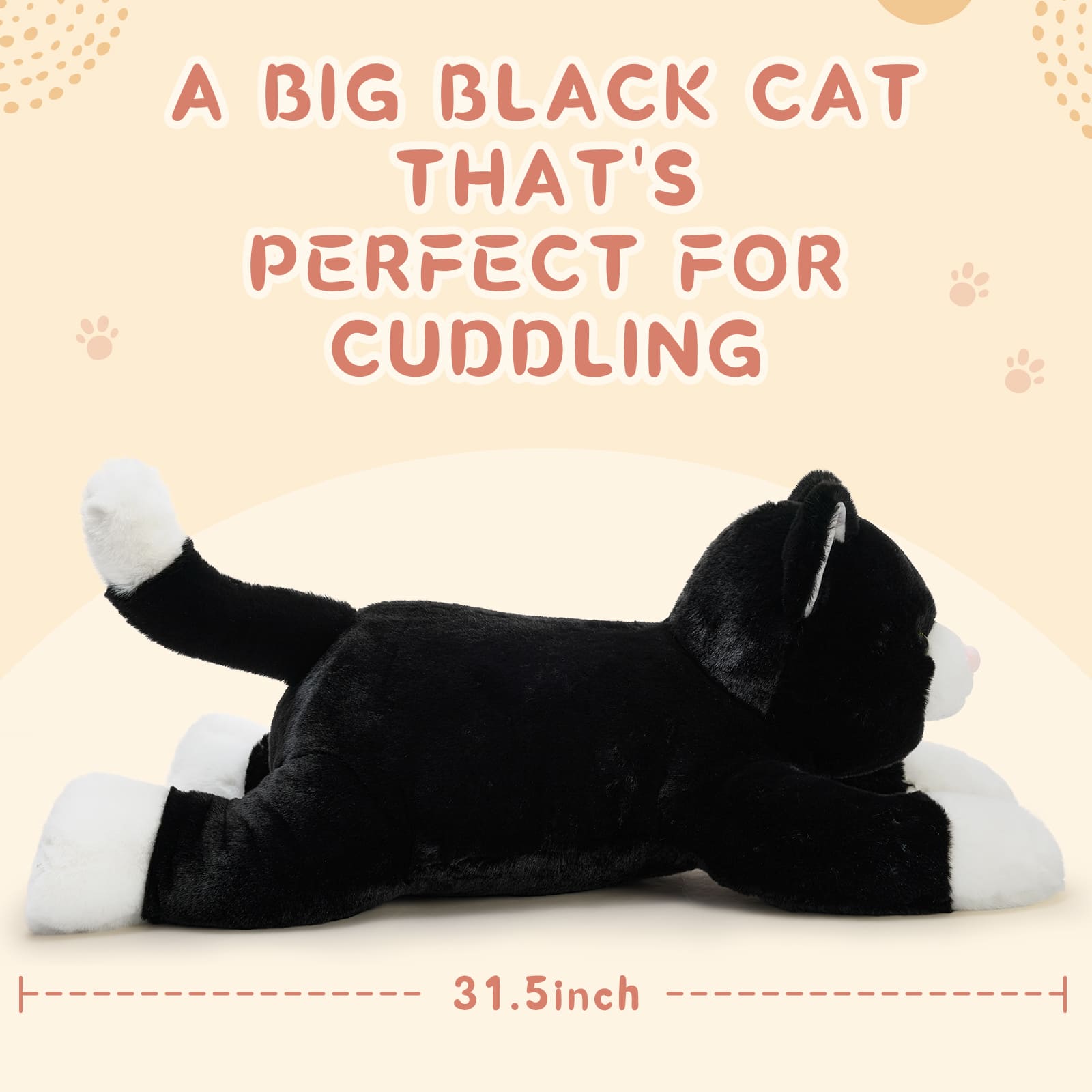 Black Cat Weighted Plush Toys Kitty Stuffed Animals, 31.5 Inches