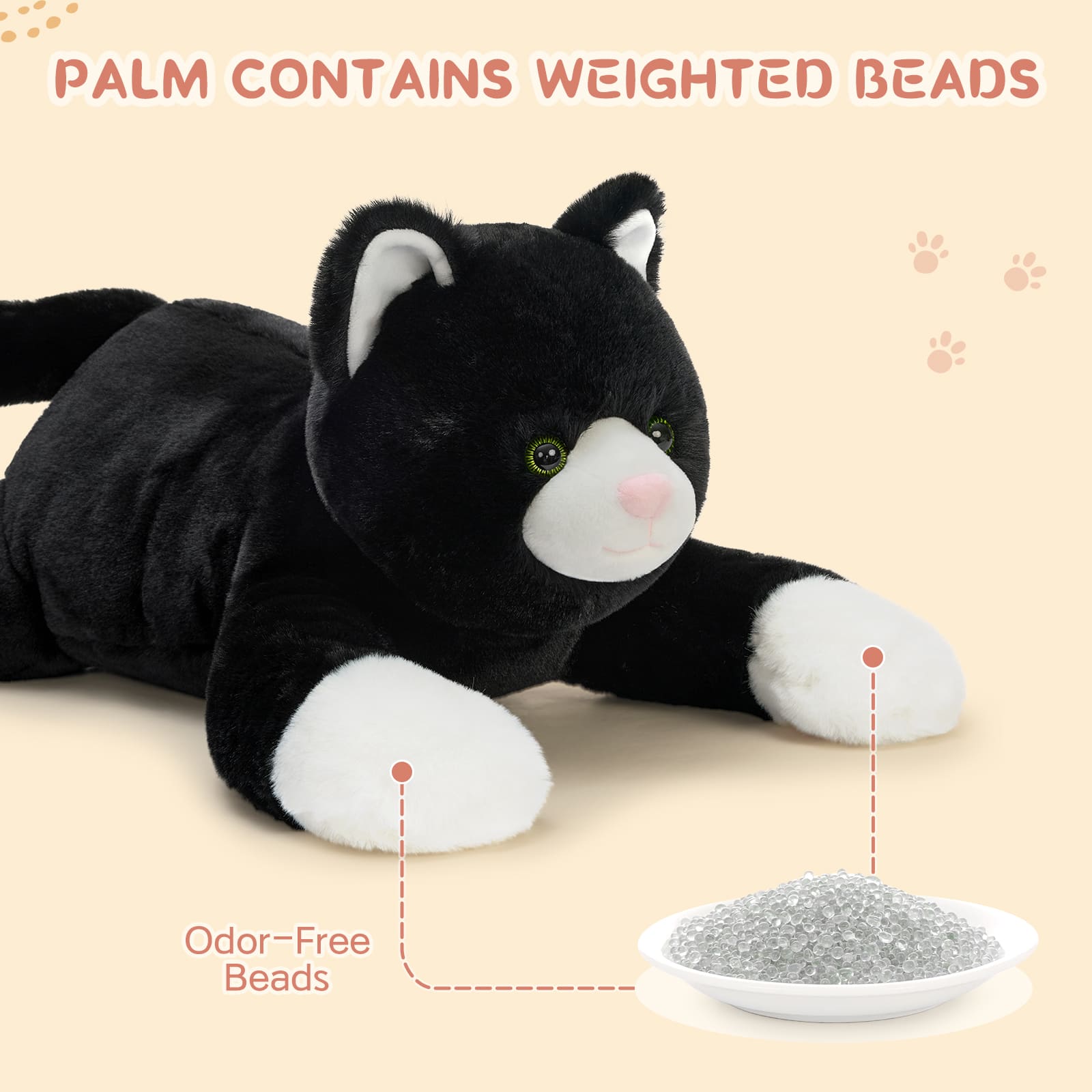 Black Cat Weighted Plush Toys Kitty Stuffed Animals, 31.5 Inches