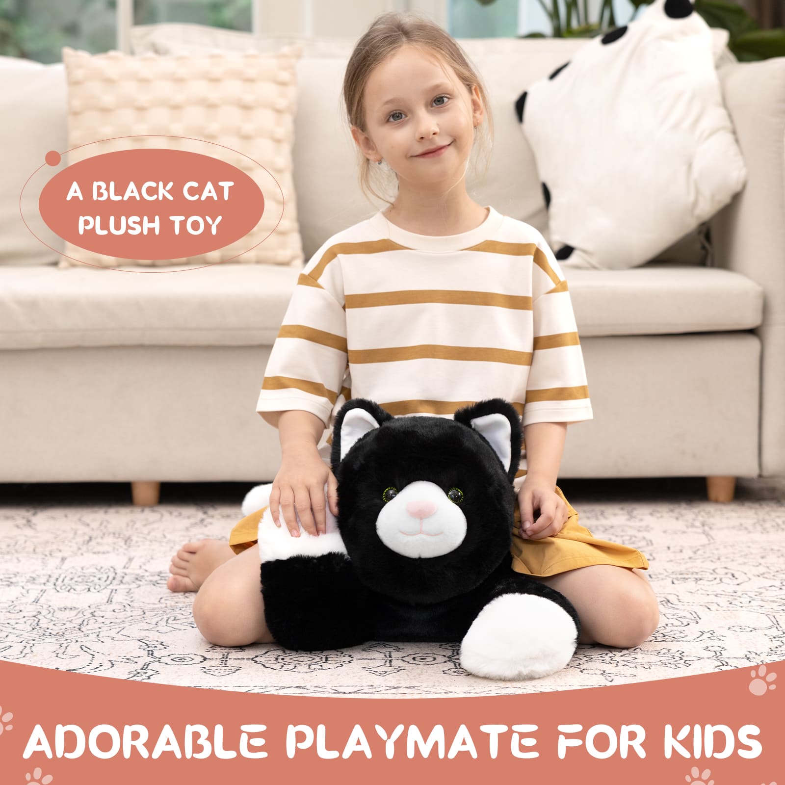 Black Cat Weighted Plush Toys Kitty Stuffed Animals, 31.5 Inches
