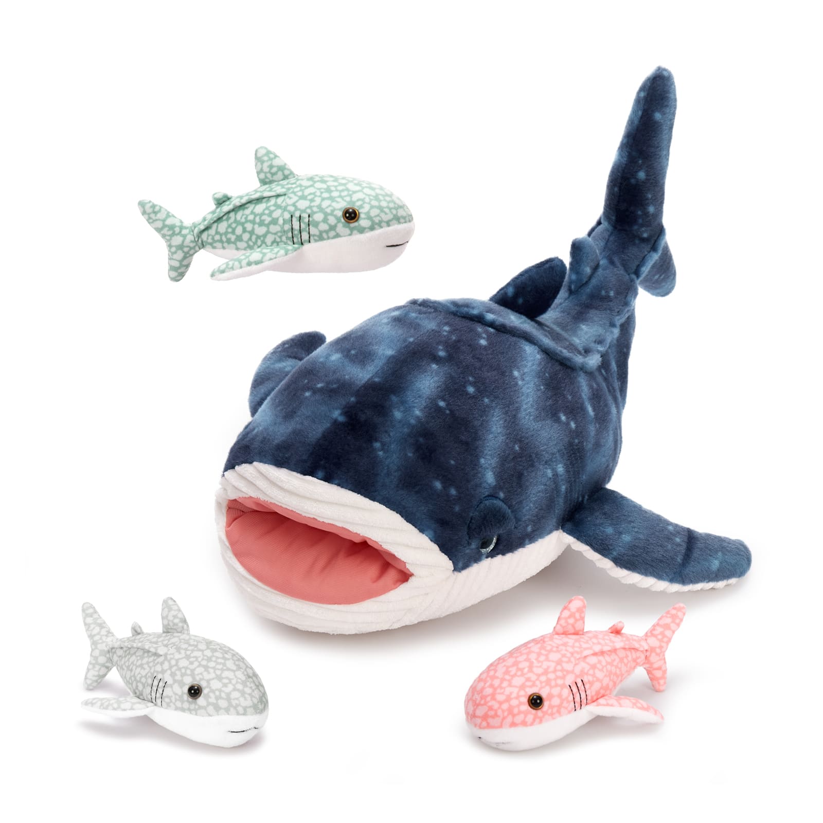 Whale Shark Plush Toy with Three Baby Sharks 21.3 Inch