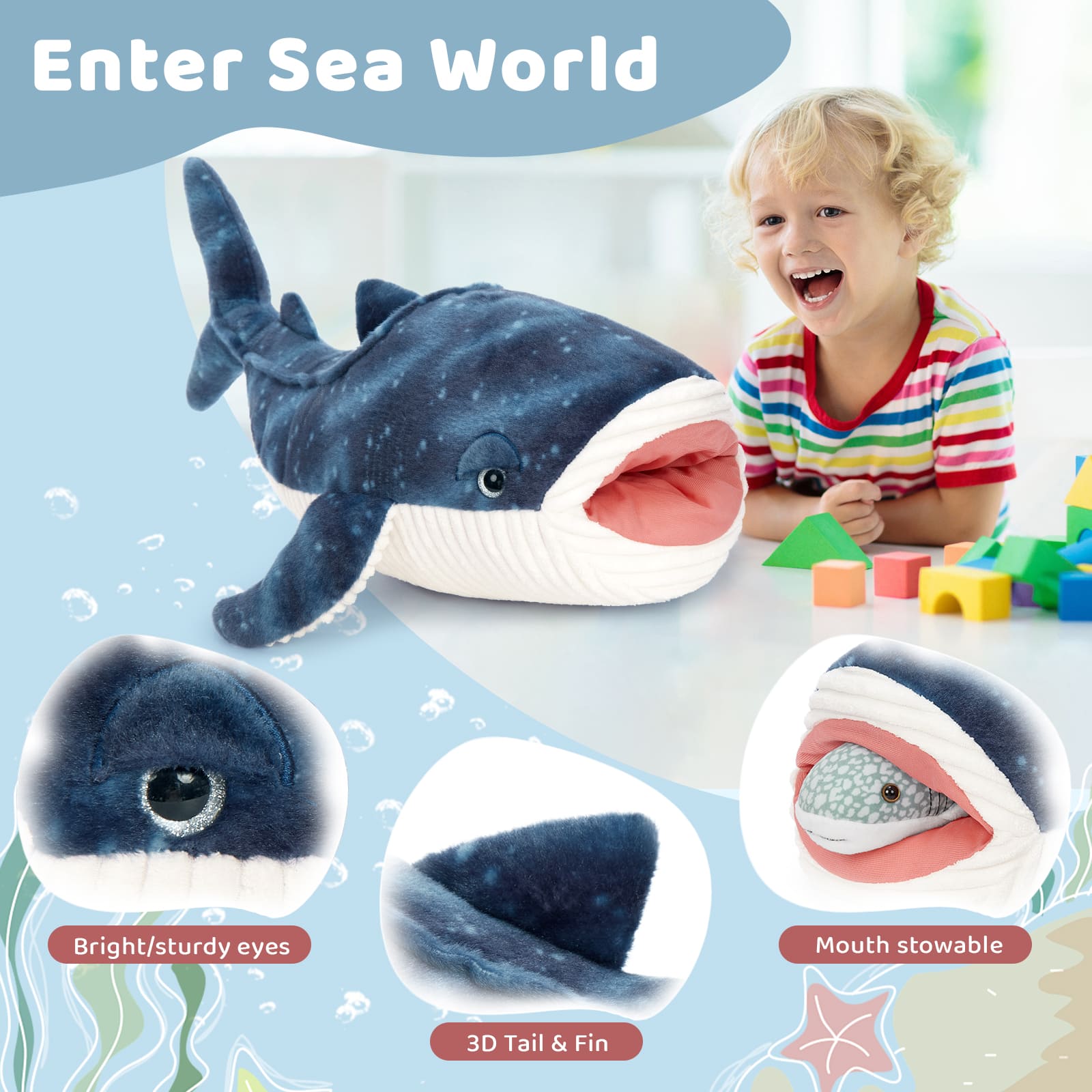 Whale Shark Stuffed Animals Ocean Plush Toys, 21.5 Inches