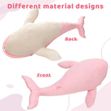 Big Whale Stuffed Animals, Pink, 47 Inches - MorisMos Ocean Animal Plush Toys - Free Shipping