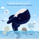 MorisMos Blue Whale Plush Toy Stuffed Animals Bulk for Kids, 20 Inch Giant Stuffed Whale Mommy with 3 Babies Inside - Under The Sea Party Favors Christmas Valentine's Day Birthday Gift
