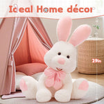 Cute Easter Bunny Plush Toys - Big White Rabbit Stuffed Animals with A Pink Bow - Easter Gift for Kids Teens Adults - Cute Cartoon Bunny Plush Pillows 31 Inches - Birthday Gift for Friends - Bunny Plush Dolls - MorisMos Stuffed Animals