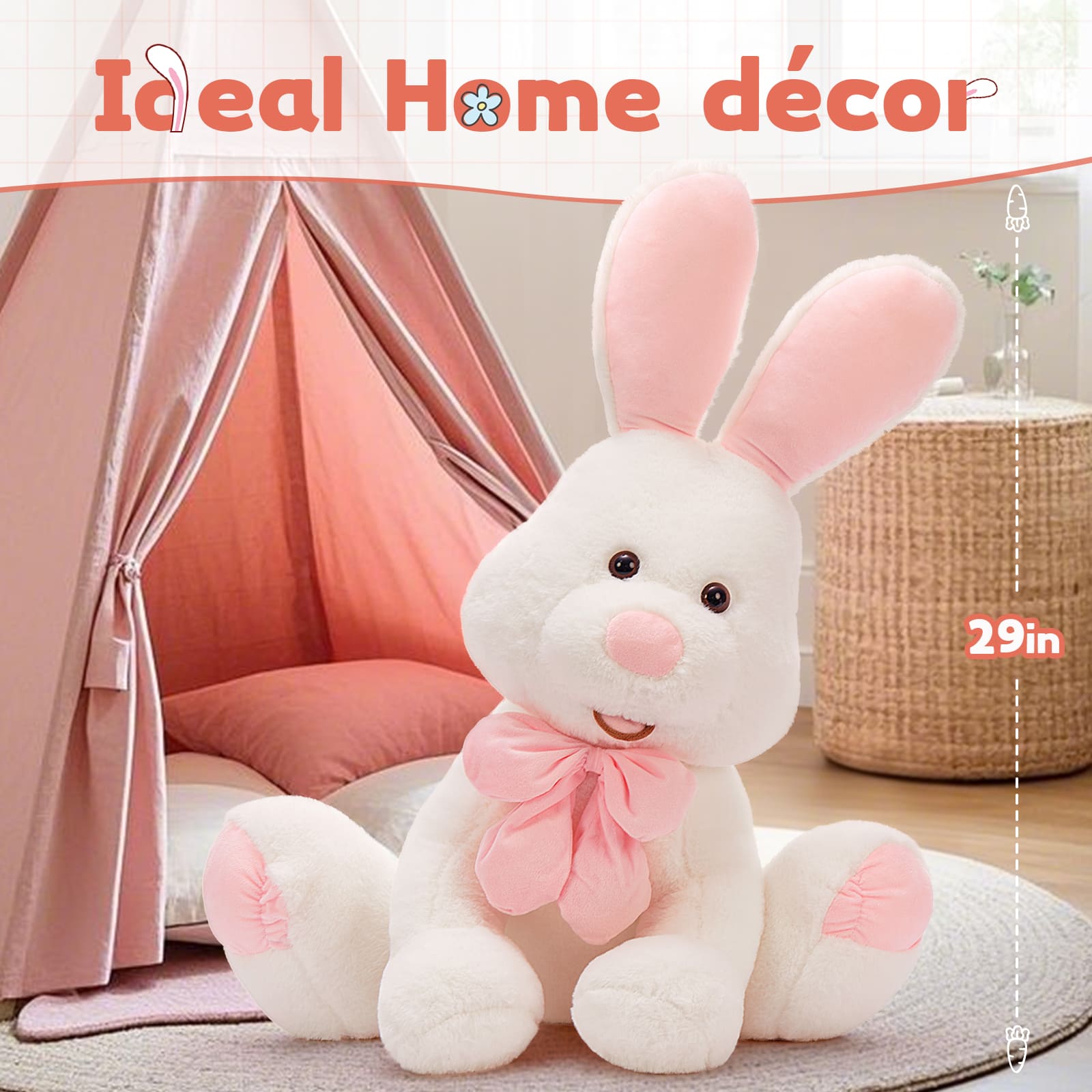 Big Bunny Plush Toy Rabbit Stuffed Animals, Grey/White, 31.4 Inches