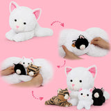 Lifelike White Cat Plush Toys - Realistic White Cat Plush Dolls - Stuffed Kitten Babies with Their Mom - Stuffed Animals With Babies in the Belly - Cute Kitten Stuffed Toys - Cute Gift for Children