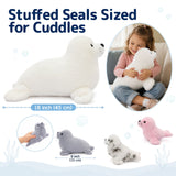 18 Inch White Seal Plush with Three Mini Seal Stuffed Animals