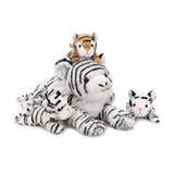17.7 Inch White Tiger Plush Toy with Three Baby Tigers