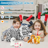 19.68-Inch White Tiger Plush Toy Set with Four Baby Tigers