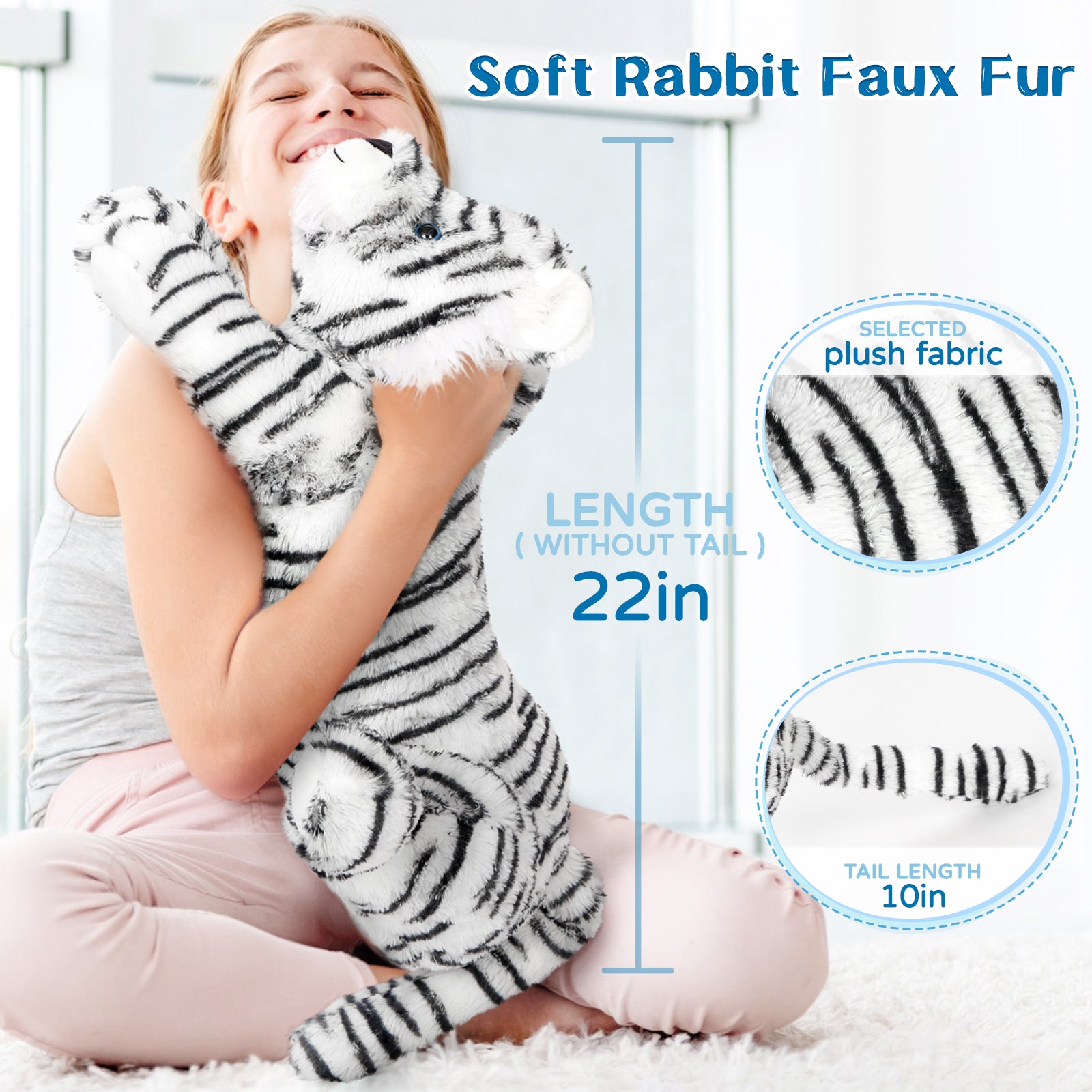 White Tiger Stuffed Animals Jungle Plush Toys, 22 Inches