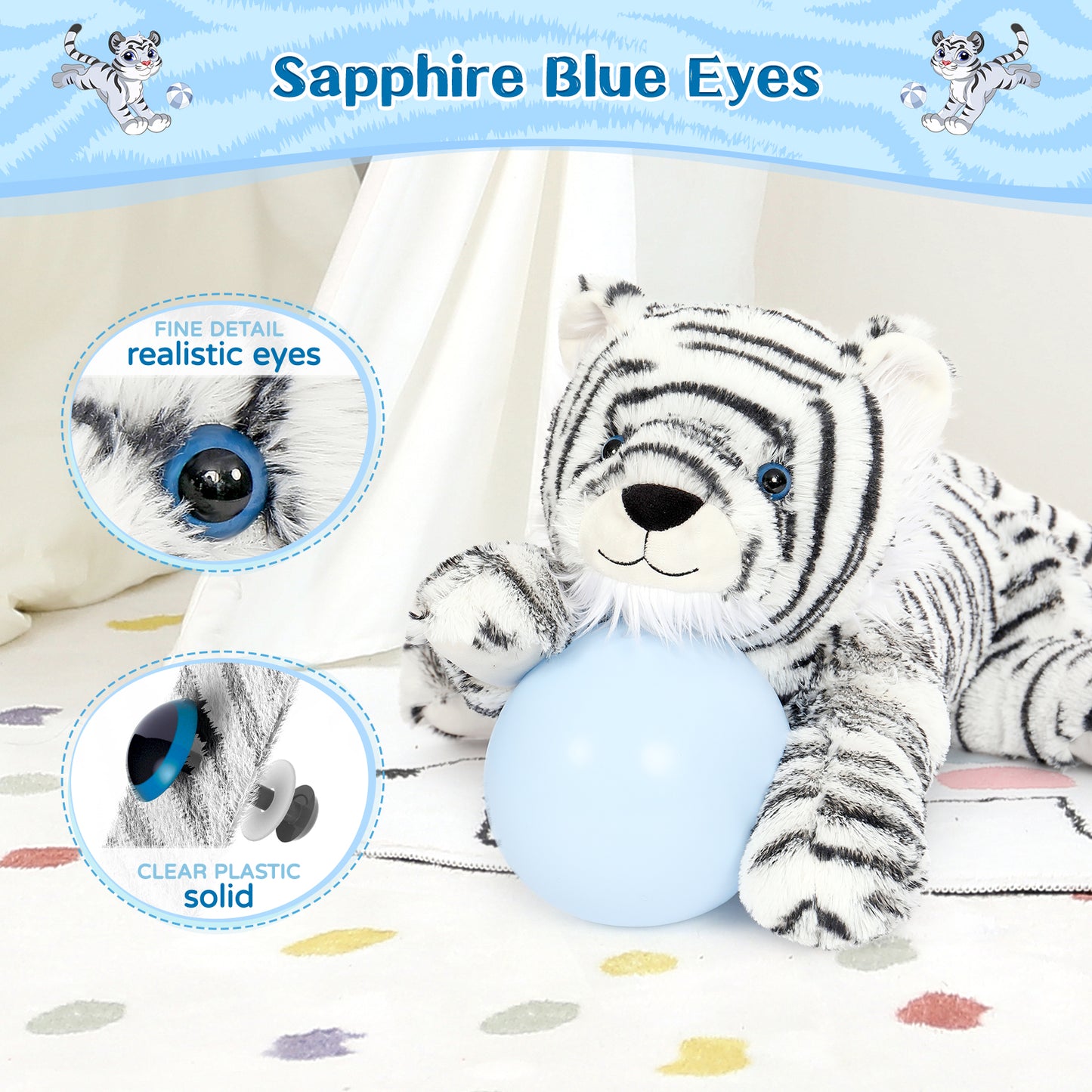 White Tiger Stuffed Animal, 22 Inches - MorisMos Jungle Plush Toys