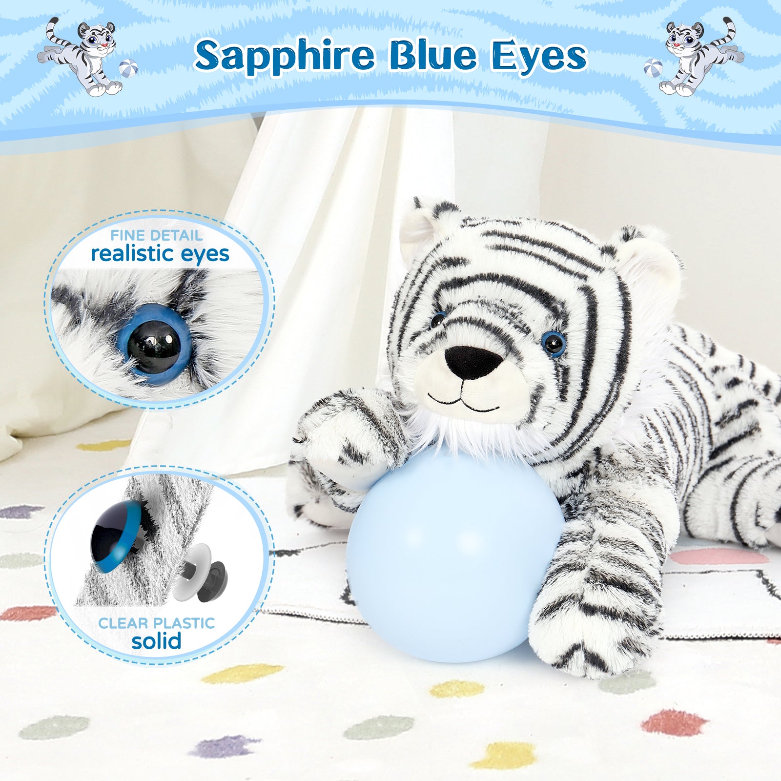 White Tiger Stuffed Animals Jungle Plush Toys, 22 Inches