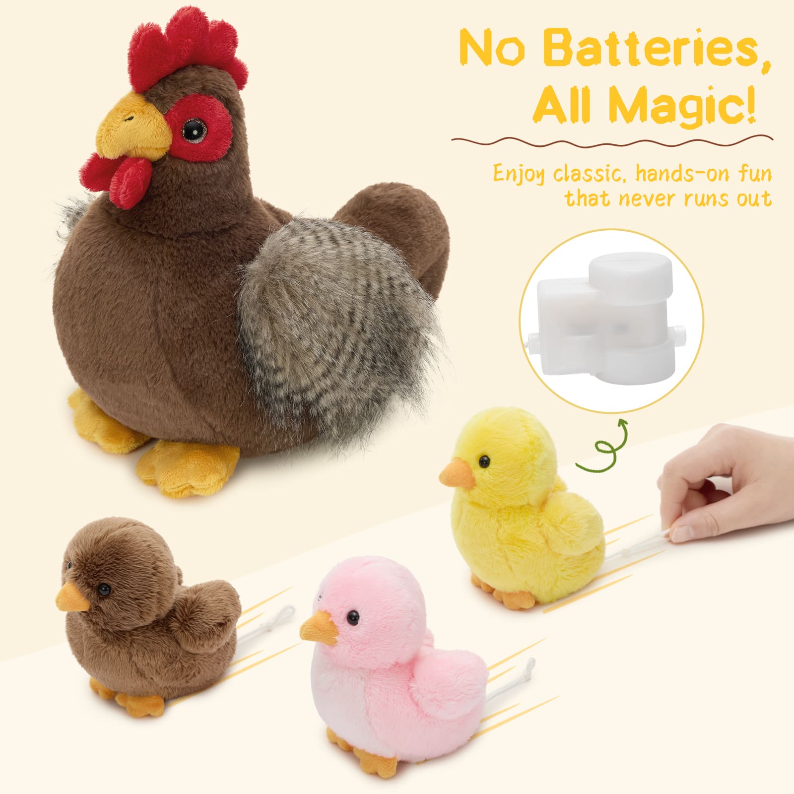 Chicken Stuffed Animals Wind Up Plush Toys, 11.8 Inches