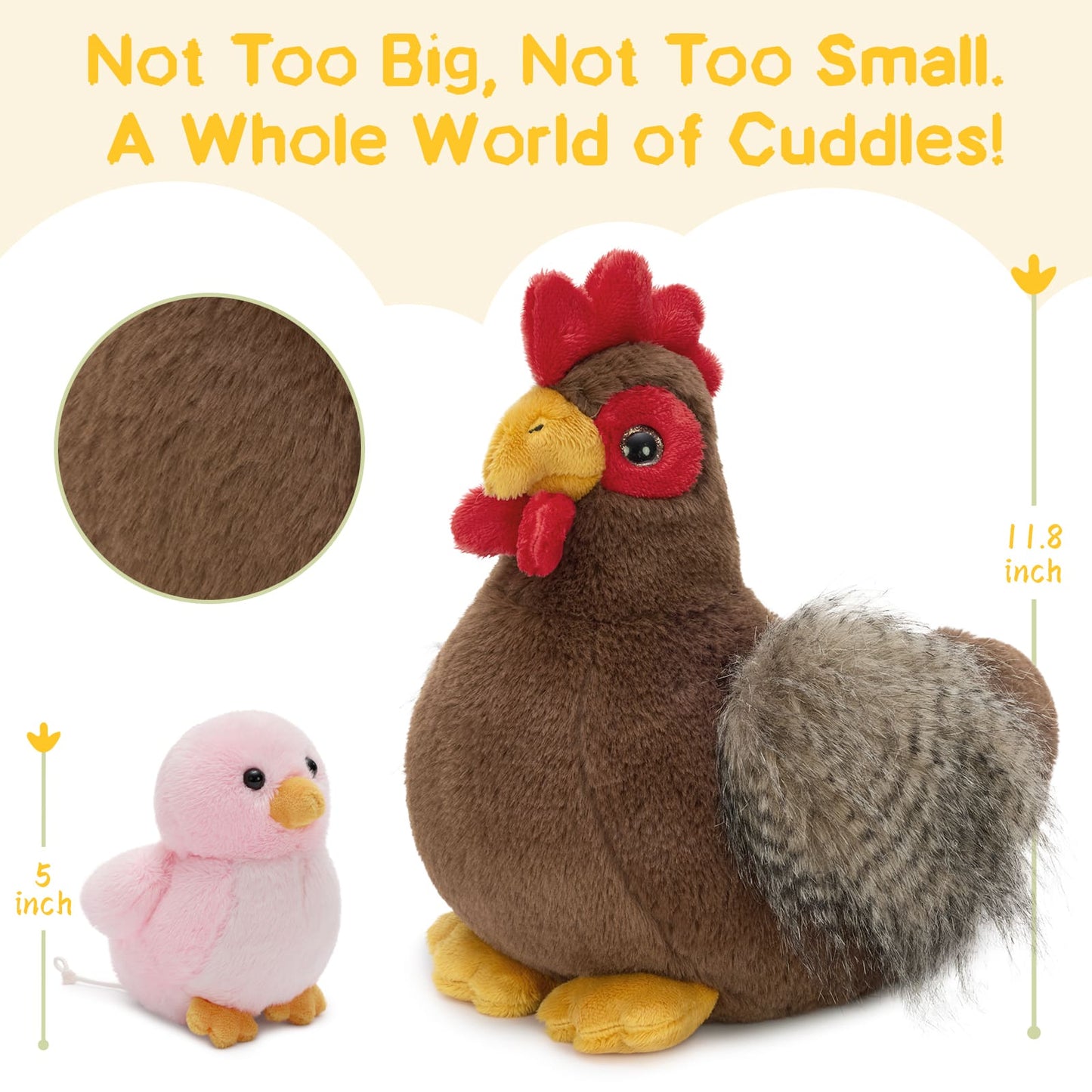 Lifelike Chicken Stuffed Animals with Three Babies Inside - Wind Up Plush Toys for Children - Farm Themed Party Favors & Gifts - Free Shipping Worldwide