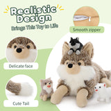 Wolf Stuffed Animals with Babies Inside the Belly - Jungle Safari Stuffed Animals - Zoo Souvenirs - Jungle Theme Party Favors - Free Shipping Now