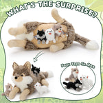 Wolf Stuffed Animals with Babies Inside the Belly - Jungle Safari Stuffed Animals - Zoo Souvenirs - Jungle Theme Party Favors - Free Shipping Now