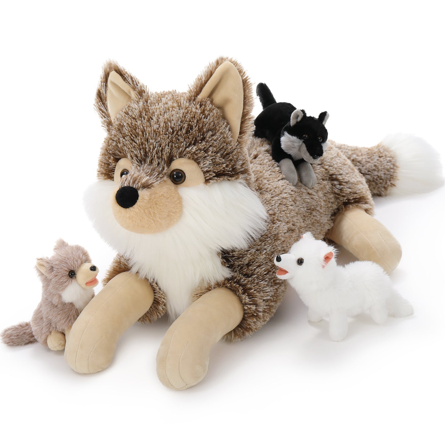 Wolf Stuffed Animals with Babies Inside the Belly - Jungle Safari Stuffed Animals - Zoo Souvenirs - Jungle Theme Party Favors - Free Shipping Now