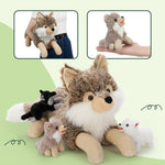 Wolf Stuffed Animals with Babies Inside the Belly - Jungle Safari Stuffed Animals - Zoo Souvenirs - Jungle Theme Party Favors - Free Shipping Now