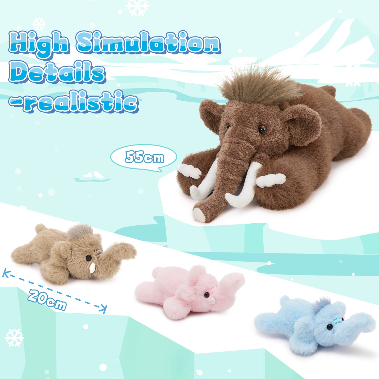 Woolly Mammoth Plush Toy Elephant Stuffed Animals, 21.65 Inches