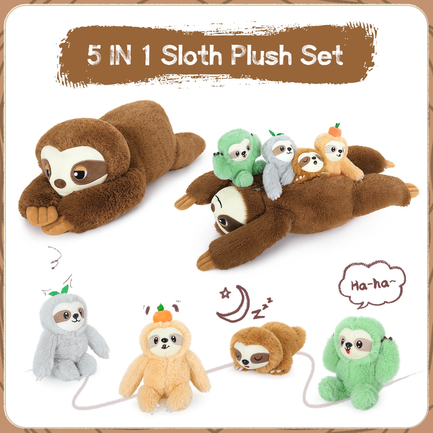 Sloth Plush Toys Sloth Stuffed Animals, 23.6 Inches - MorisMos Stuffed Animals