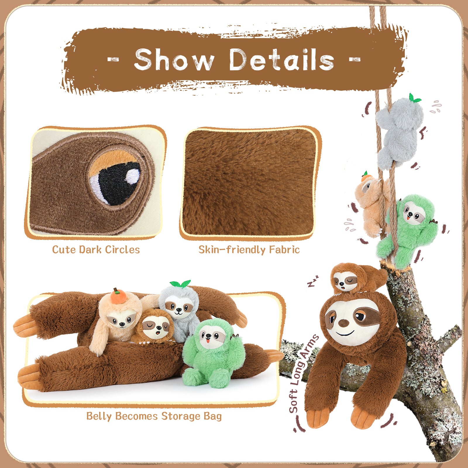 Sloth Plush Toys Sloth Stuffed Animals, 23.6 Inches