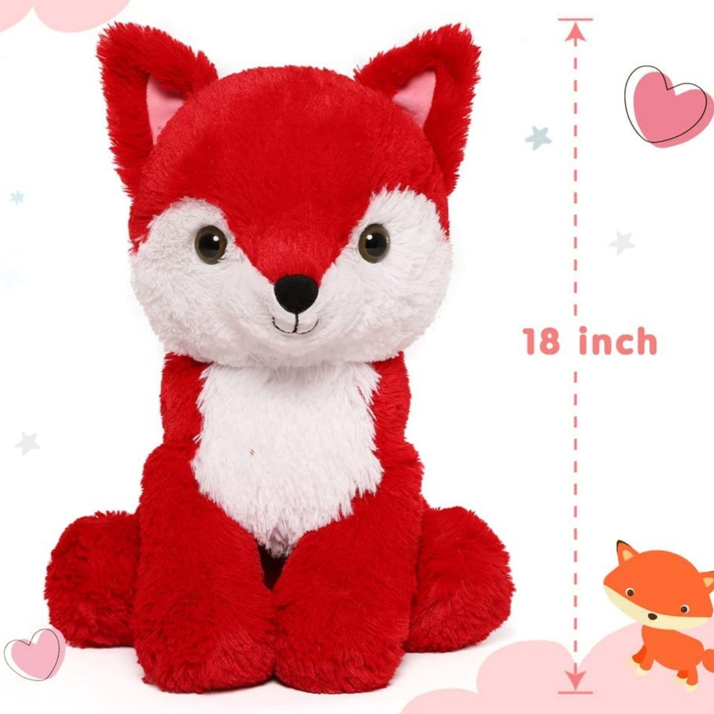 Jouet en peluche renard, rouge, 18 pouces