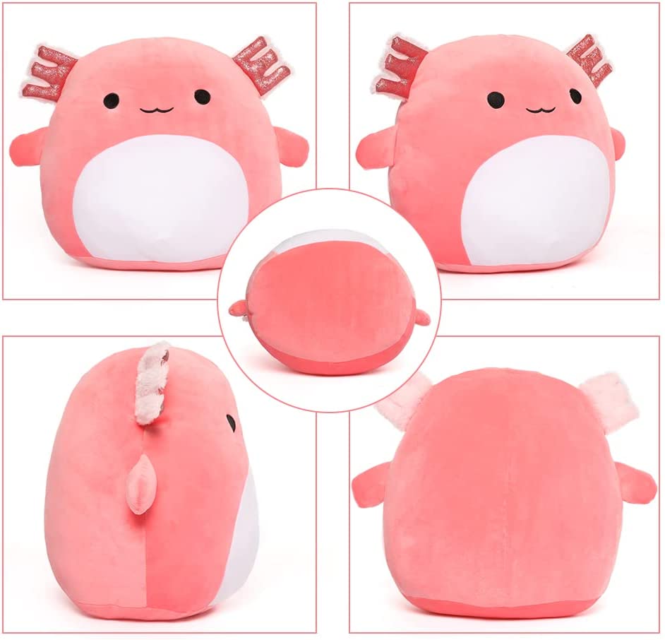 Axolotl Plush Toy, Mint Green/Pink, 16 Inches