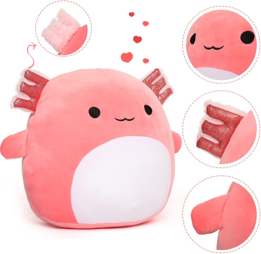Axolotl Plush Toy, Mint Green/Pink, 16 Inches