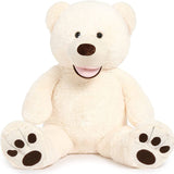 Giant White Teddy Bear Plush Toys - Beige Teddy Bear Plush Dolls - Smiling Teddy Bear Stuffed Animals - Valentine's Day Teddy Bear Plushies - Teddy Bear Theme Baby Shower - We Can Bearly Wait Baby Shower Decor