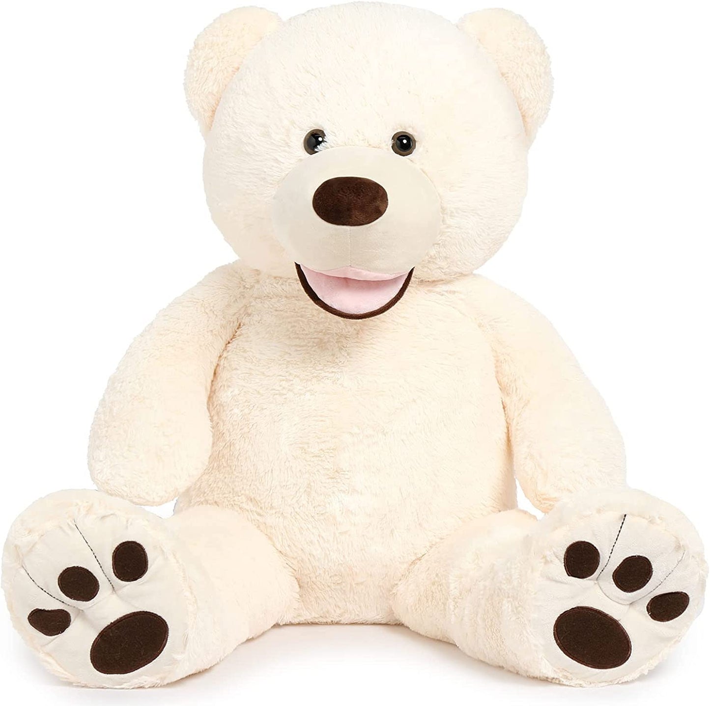 Giant White Teddy Bear Plush Toys - Beige Teddy Bear Plush Dolls - Smiling Teddy Bear Stuffed Animals - Valentine's Day Teddy Bear Plushies - Teddy Bear Theme Baby Shower - We Can Bearly Wait Baby Shower Decor