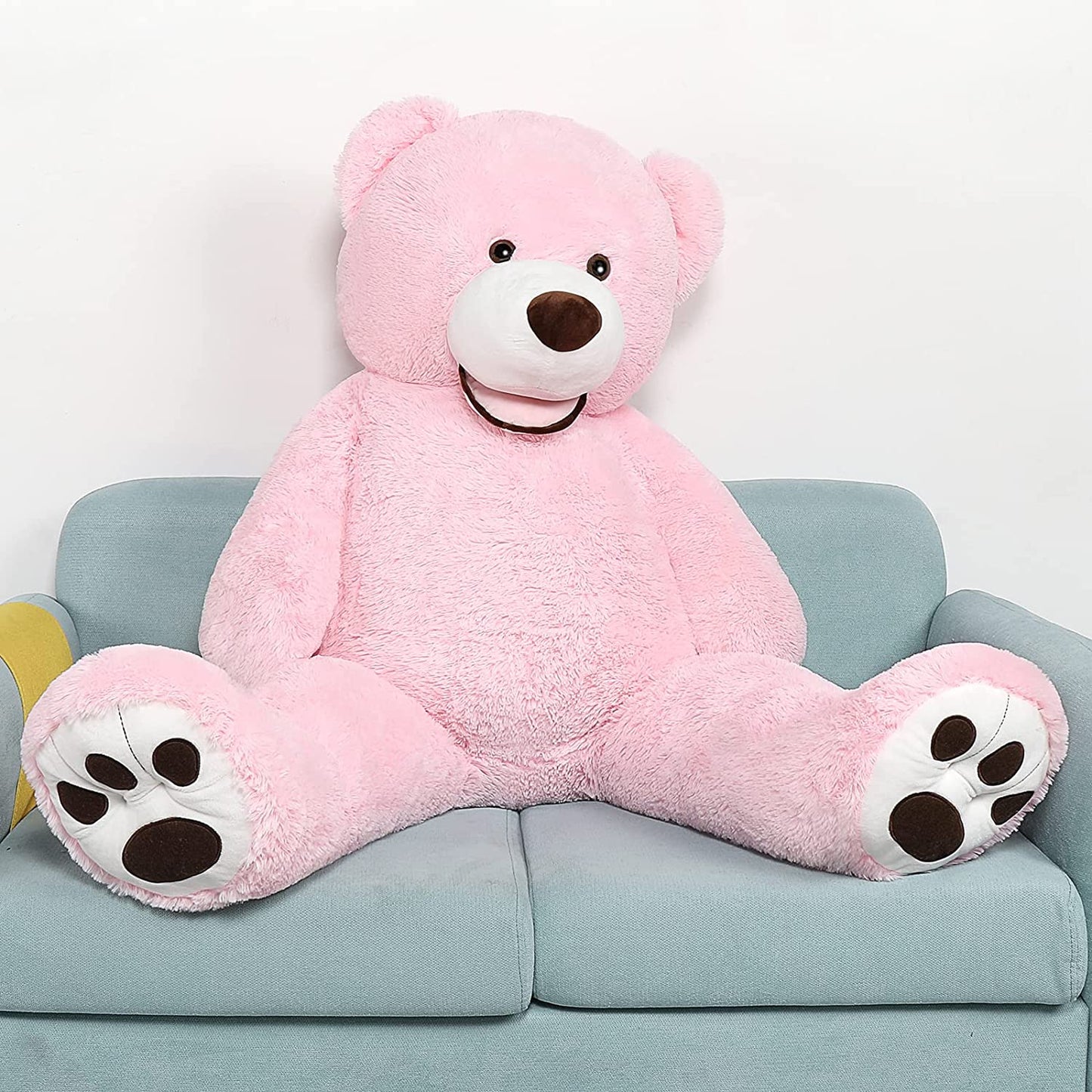 Giant Pink Teddy Bear Plush Toys - Pink 6 FT Teddy Bear Plush Dolls - Smiling Teddy Bear Stuffed Animals - Valentine's Day Teddy Bear Plushies - Teddy Bear Theme Baby Shower - We Can Bearly Wait Baby Shower Decor