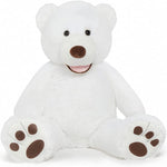 Giant White Teddy Bear Plush Toys - White 5 FT Teddy Bear Plush Dolls - Smiling Teddy Bear Stuffed Animals - Valentine's Day Teddy Bear Plushies - Teddy Bear Theme Baby Shower - We Can Bearly Wait Baby Shower Decor - Romantic Valentine's Day Gift