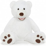 Giant White Teddy Bear Plush Toys - White 5 FT Teddy Bear Plush Dolls - Smiling Teddy Bear Stuffed Animals - Valentine's Day Teddy Bear Plushies - Teddy Bear Theme Baby Shower - We Can Bearly Wait Baby Shower Decor - Romantic Valentine's Day Gift