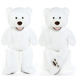 Giant White Teddy Bear Plush Toys - White 5 FT Teddy Bear Plush Dolls - Smiling Teddy Bear Stuffed Animals - Valentine's Day Teddy Bear Plushies - Teddy Bear Theme Baby Shower - We Can Bearly Wait Baby Shower Decor - Romantic Valentine's Day Gift