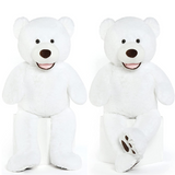Giant White Teddy Bear Plush Toys - White 5 FT Teddy Bear Plush Dolls - Smiling Teddy Bear Stuffed Animals - Valentine's Day Teddy Bear Plushies - Teddy Bear Theme Baby Shower - We Can Bearly Wait Baby Shower Decor - Romantic Valentine's Day Gift