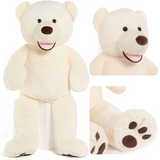 Giant White Teddy Bear Plush Toys - Beige Teddy Bear Plush Dolls - Smiling Teddy Bear Stuffed Animals - Valentine's Day Teddy Bear Plushies - Teddy Bear Theme Baby Shower - We Can Bearly Wait Baby Shower Decor